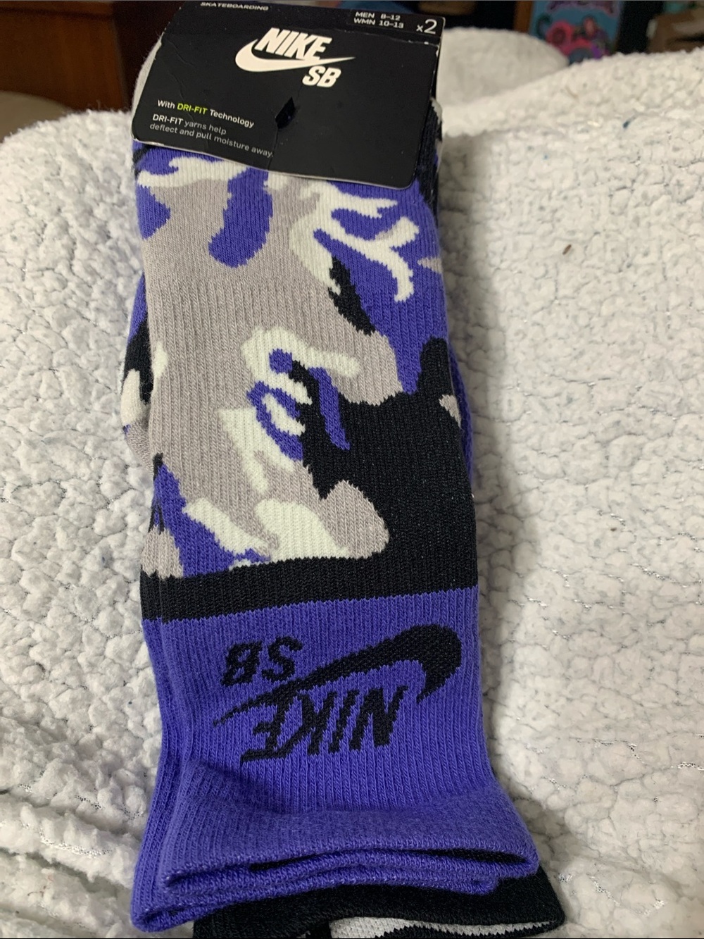 Nike Purple Camo 2 pack Skateboarding Socks